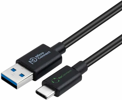 Kabelis USB MicroConnect USB-A - USB-C 2 m Juodas (ReConnect USB-C to USB-A 3.2)