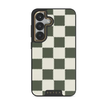 Retro Grid - Samsung Galaxy S25 Case, Elite Dark (Magnetic) / Gold