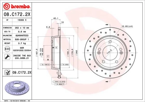 Stabdžių diskas BREMBO 08.C172.2X