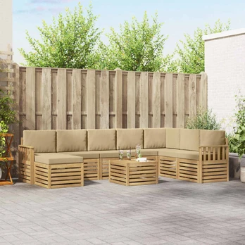 Lauko sofos komplektas 7 pcs Balta ir Bežė 59 x 59 x 37 cm