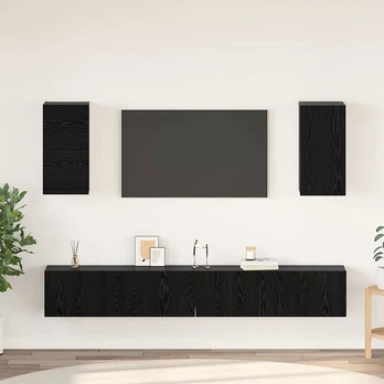 Sieninis televizoriaus stovas 3 pcs Juodas ąžuolas