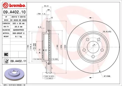 BREMBO 09.A402.11 Brake Disc