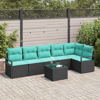 Sofos komplektas 7 pcs Juoda poliratanas