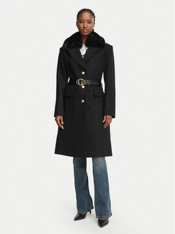 Guess Vilnonis paltas W6BL40 W4092 Juoda Regular Fit