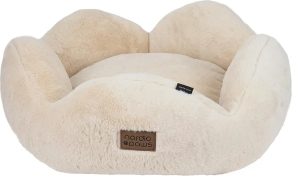 Nordic Paws - Flora Plush Dog Bed - Beige - S