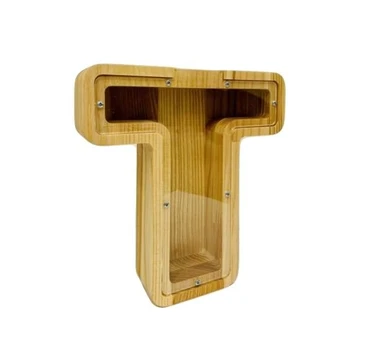 Vidutinė medinė taupyklė raidė „T“ (26 cm)