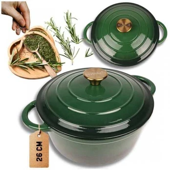 Atusa EMALIOWANY Puodas ŻELIWNY 24cm 4L HAGE Žalias