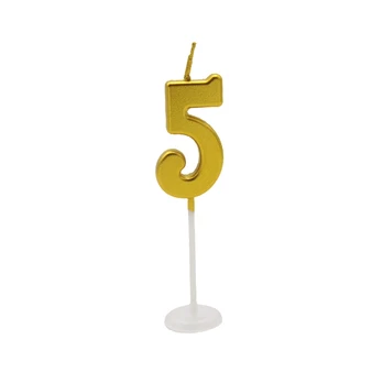 Auksinė žvakutė tortui, skaičius "5"