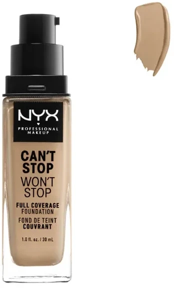 Nyx Can´t Stop Won´t Stop Full Coverage Foundation Soft rusvai gelsvas 30ml