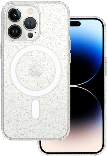 Tel Protect MagSilicone Clear dėklas skirtas Apple iPhone 14 Pro Max Glitter
