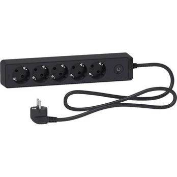 SCHNEIDER ELECTRIC UNICA EXTEND - SCHUKO TRAILING LEAD - 5 OUTLETS - ANTHRACITE | ST9451B