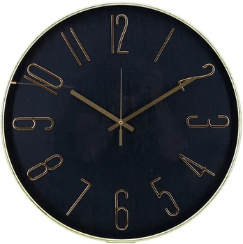 Home4You Wall clock COSMO D50cm, juodas/auksinis