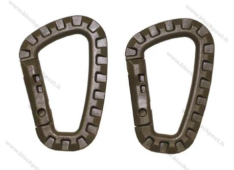 Plastikinis D-formos rudas karabinas 7 mm x 8.5 cm .