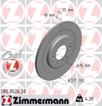 Stabdžių diskas ZIMMERMANN 285.3526.20