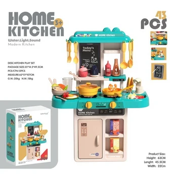 Kitchen Kitchenette with Light Function 43 pieces. Blue