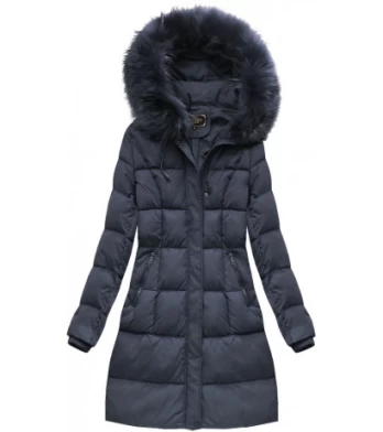 QUILTED HOODED JACKET NAVY BLUE (7757) striukė