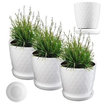 3x gėlių vazonas 16 cm dangtelis + baltas stovas