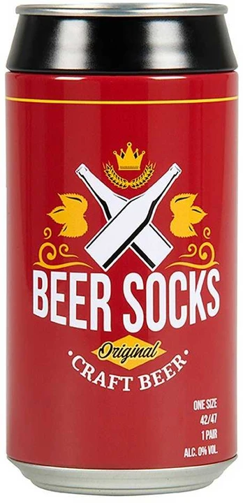Kojinės vyrams skardinėje Beer socks, juoda/raudona, 42-47