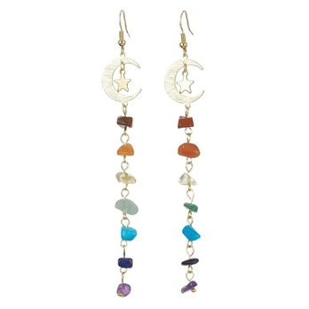 Auskarai, #5453 Moon & Star*1 Pair