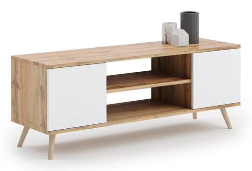 TV spintelė Focus Gold Oak/White, 155x50x40 cm