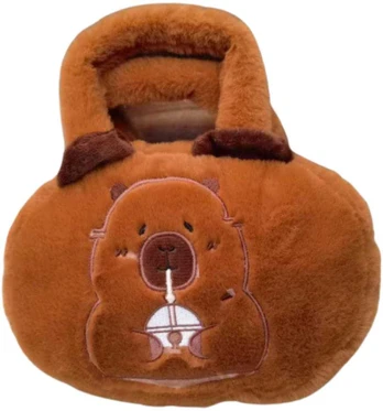 Vaikiška pliušinė rankinė su kapibara, 20 cm, ruda