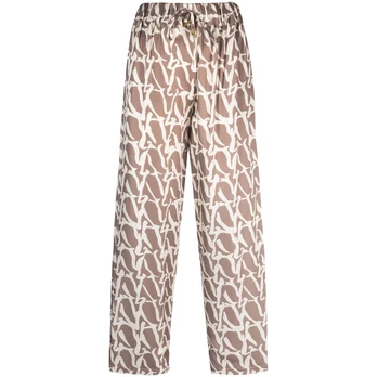 Laisvalaikio kelnės moterims, Marga, Silk print drawstring pants