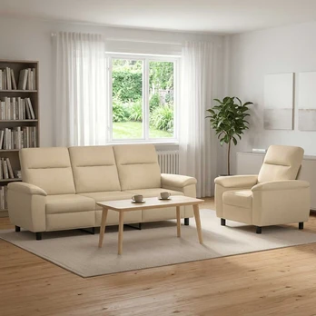 Sofa Sofos komplektas 2 vnt. Kreminė Audinys