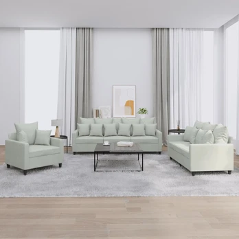 Sofa Sofos komplektas su pagalvėlėmis, 3 dalių, pilkas, aksomas