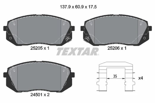 TEXTAR 2520501 Brake pad set
