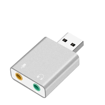 RoGer USB Audio card with microphone input / Virtual 7.1 / sidabrinis