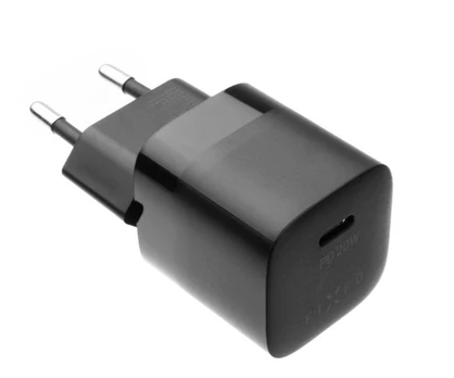 Kelioninis mini įkroviklis FIXED, 20 W, USB-C/USB-C su kabeliu, juodas