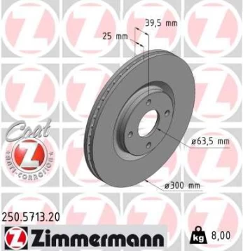 Stabdžių diskas ZIMMERMANN 250.5713.20