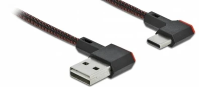 KABELIS USB-C(M)->USB-A(M) 2.0 0.2M KAMPINIS PRAWO JUODA DELOCK