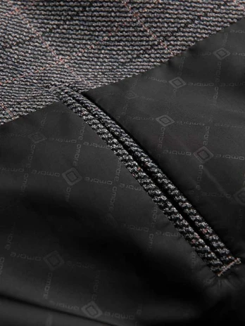 men's jacquard jacket in delicate check - graphite v1 om-blzb-0119
