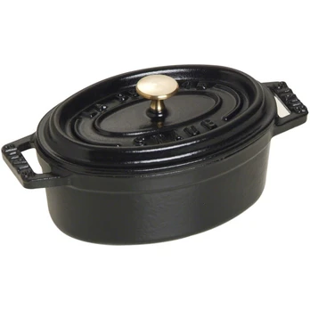Mini cast iron oval pot Staub - 250 ml, Black