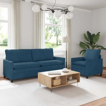 Sofa Sofos komplektas 2 pcs Mėlyna Aksomas