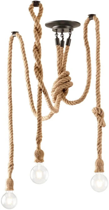 Lubinis šviestuvas ROPE, juodos/kanapių sp., 3xE27