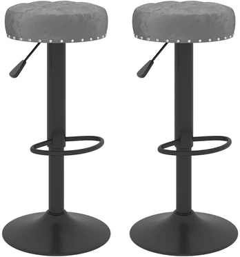 Baro taburetės, 2vnt., tamsiai pilkos spalvos, aksomas