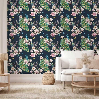 Artgeist Tapetas - Magnolias and Peacocks