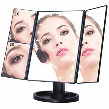 Kosmetinis makiažo veidrodis su LED , Juodas