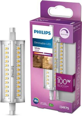 Ecost prekė po grąžinimo Philips LED Classic Dimmable Light Spot [R7S] 14W - 100W Equivalent, Baltas