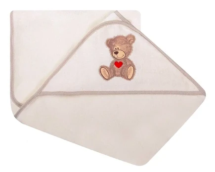 Bathing cover - 217 - TERRY - HAFT -TEDDY BEAR - size 100x100 - ECRU