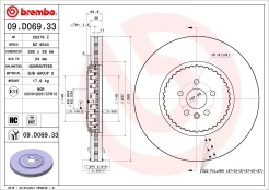 BREMBO 09.D069.33 Brake Disc kaina
