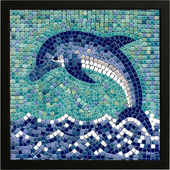 20 cm mozaikos rinkinys su medžio masyvo rėmeliu „delfinas“