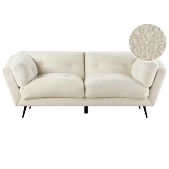 Beliani 3 vietų sofa LENVIK, buklė audinys, balta