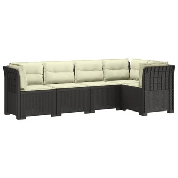5-vietė sodo sofa su pagalvėlėmis Rataninio išvaizdos PP