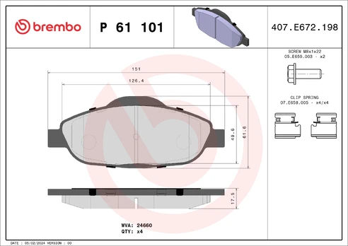 Brake pads - tuning Xtra P 61 101X