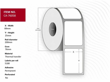 Capture Label 89x25mm, Core 76mm.