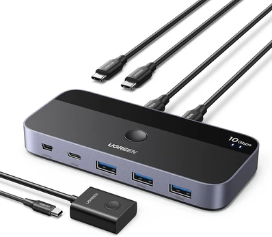 Ugreen Usb C jungiklis 10gbps 2 į 4 su valdymo pulteliu