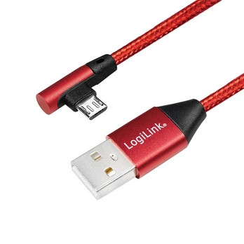 Laidas Logilink USB To Micro USB 90° Angled Cable USB, Micro USB, 0.3 m, raudona